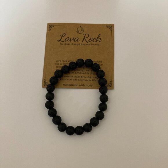 Lava Rock Beaded Stretch Bracelet 8.5 mm - Picture 2 of 5